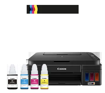 Canon PIXMA G3010 black ink-tank printer with four ink bottles